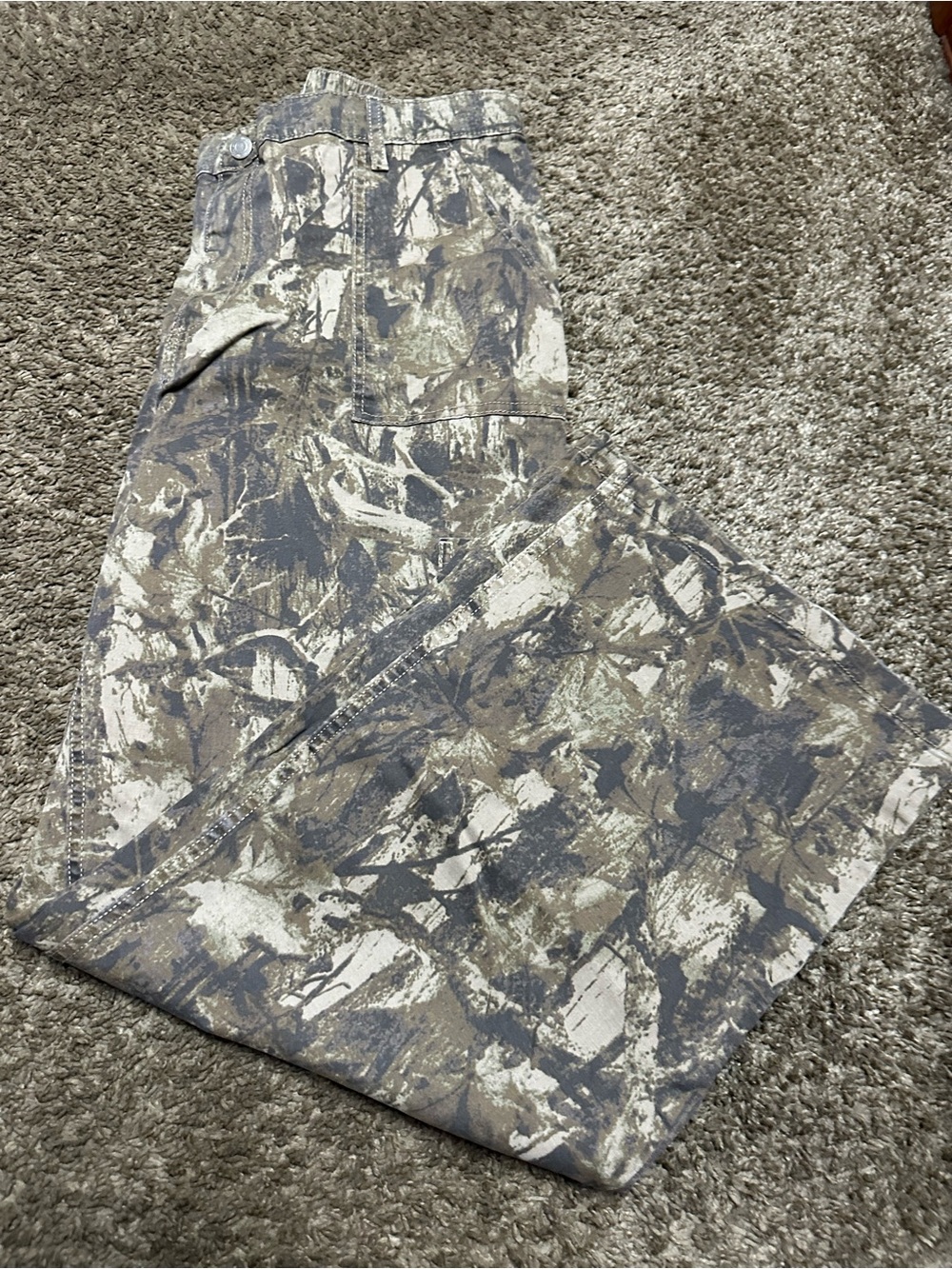 No Boundaries Women's Flare Wide Leg Jeans - Camouflage Print (Brown/Gray/Cream)